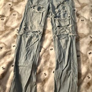 American Eagle Outfitters Light Blue Distressed Skinny Jeans